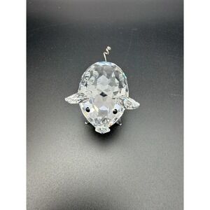 Swarovski Crystal Pig Figurine #7638NR50 Clear w/ Metal Curled Tail Retired